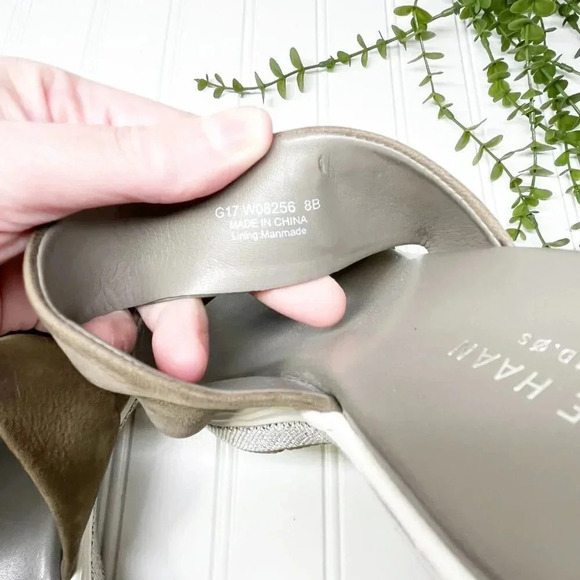 Cole Haan Light Brown Gray and White Strappy Wedge Sandals Women's Size 8 - Picture 4 of 7